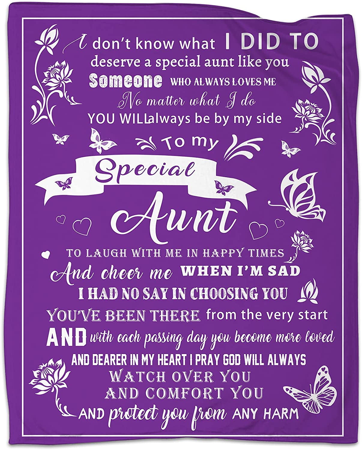 Aunt Blanket Gifts, to My Special Aunt Throw Blanket, Birthday Gifts