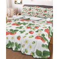 thumbnail image 3 of Quilts Twin Size Bedding Set, Strawberry Lightweight Quilted Comforter, Fruits Green Palm Leaves Red Watercolor Soft Reversible Bedspread Coverlet with Pillow Covers for All Season, 68" x 86", 3 of 7