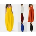 thumbnail image 3 of Women's Summer Casual Plain Flowy Pockets Loose Beach Maxi Dress, 3 of 5