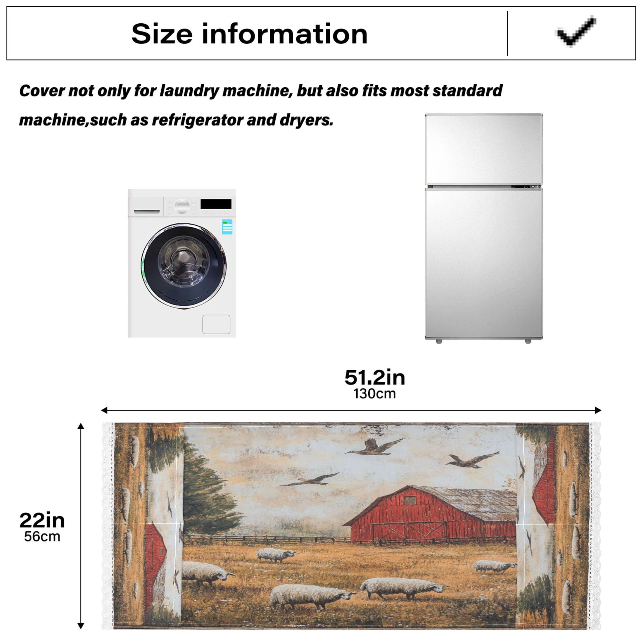 Sheep PastureWasher and Dryer Covers Dust-Proof and Oil Resistant Fridge Cover with 4 Storage Pockets Washing Machine Top Cover for Laundry Kitchen Home 51.2 x 22 In