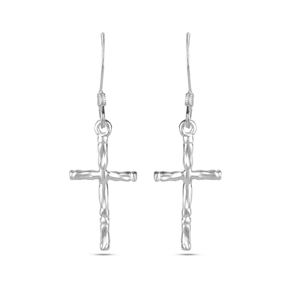 LeCalla 925 Sterling Silver Fishhook Cross Drop Dangle Earrings Jewelry Gifts for Women and Teen 35MM