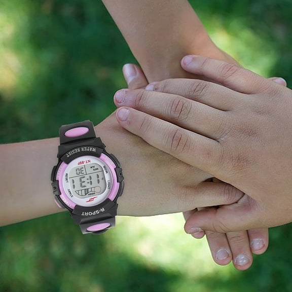 Luminous Waterproof Digital Wrist Watch | Purple PVC Strap - Glass Mirror - Alloy Back | Multi-Function: Stopwatch, Alarm, Week Display | Shock Resistant - 23x2.95x1.4cm | Unisex Adult