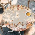 thumbnail image 2 of Orange Pumpkins Fall Round Tablecloth, Fitted Table Cover with Elastic for 36"-44" Round Tables, Thanksgiving Flowers Autumn Leaves Table Cloth Outdoor Indoor Dinning Party Waterproof Tablecloths, 2 of 7