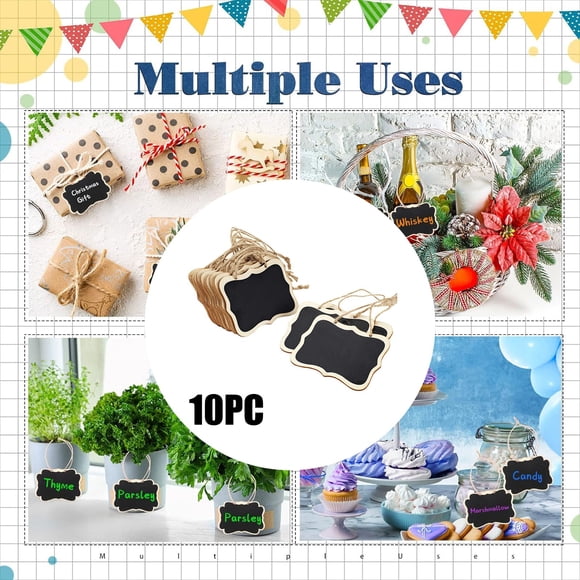 Hbdhejl 10 Pcs Mini Tableau Noir Rustique en Bois avec Corde pour Décoration Murale Idéal pour la Maison, l'Étiquetage et la Prise de Notes