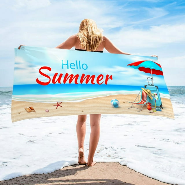 LSLJS Beach Towel Summer Beach Essentials Microfiber Beach Towels Super Lightweight Colorful Bath Towel Sandproof Beach Blanket Multi-Purpose Towel for Travel Swimming Pool 30x60 Inch