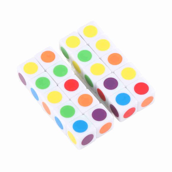 20 dados de puntos de colores, 6 colores, dados de enseñanza en ángulo recto para juegos de mesa, enseñanza digital