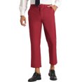 thumbnail image 1 of INSPIRE CHIC Men's Pants Solid Color Ankle Length Flat Front Trousers 32 Burgundy, 1 of 7