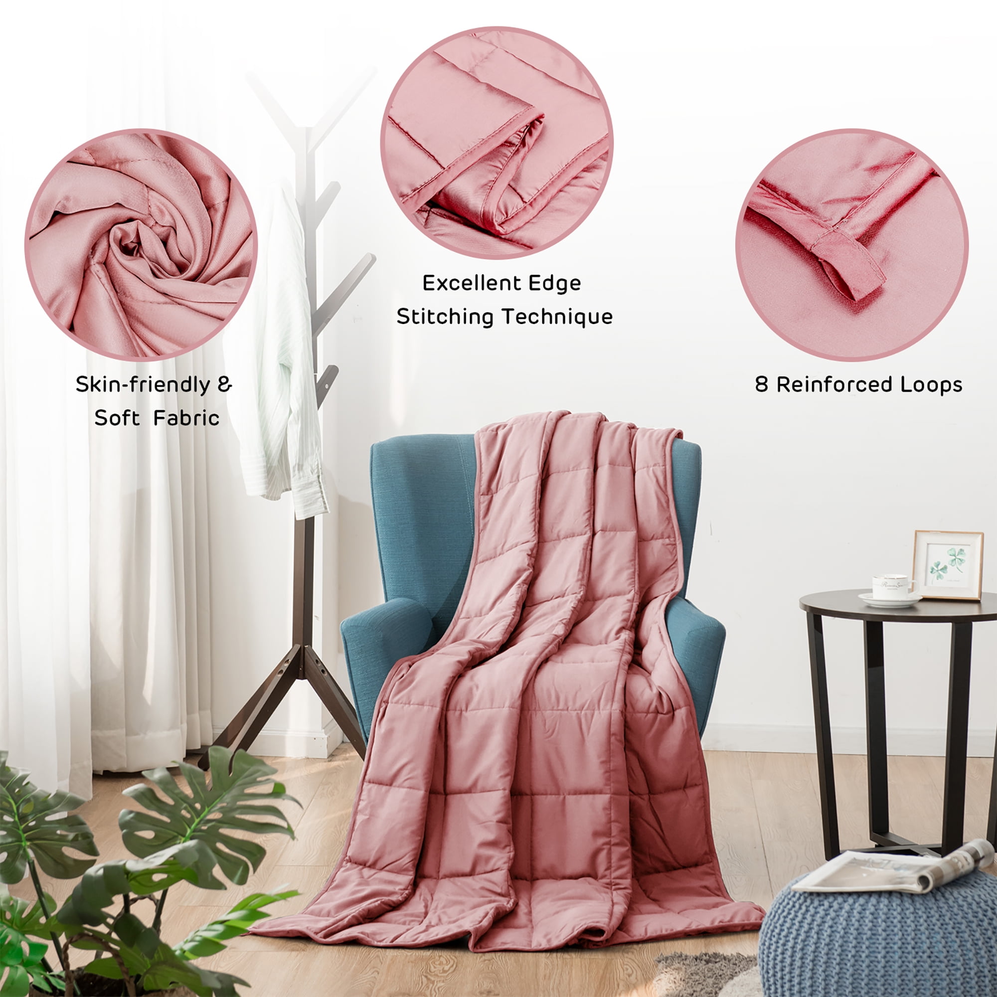 Costway 20lbs Bamboo Cooling Weighted Blanket, Soft, Breathable