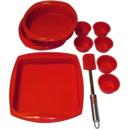 10-Piece Bakeware Set, Red Silicone - Walmart.com