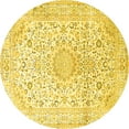 thumbnail image 1 of Ahgly Company Machine Washable Indoor Round Medallion Yellow Traditional Area Rugs, 5' Round, 1 of 4