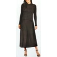 thumbnail image 2 of Hilary Radley Women's Slip Dress Sweater Set Mock Neck Long Sleeve Black Combo, 2 of 6