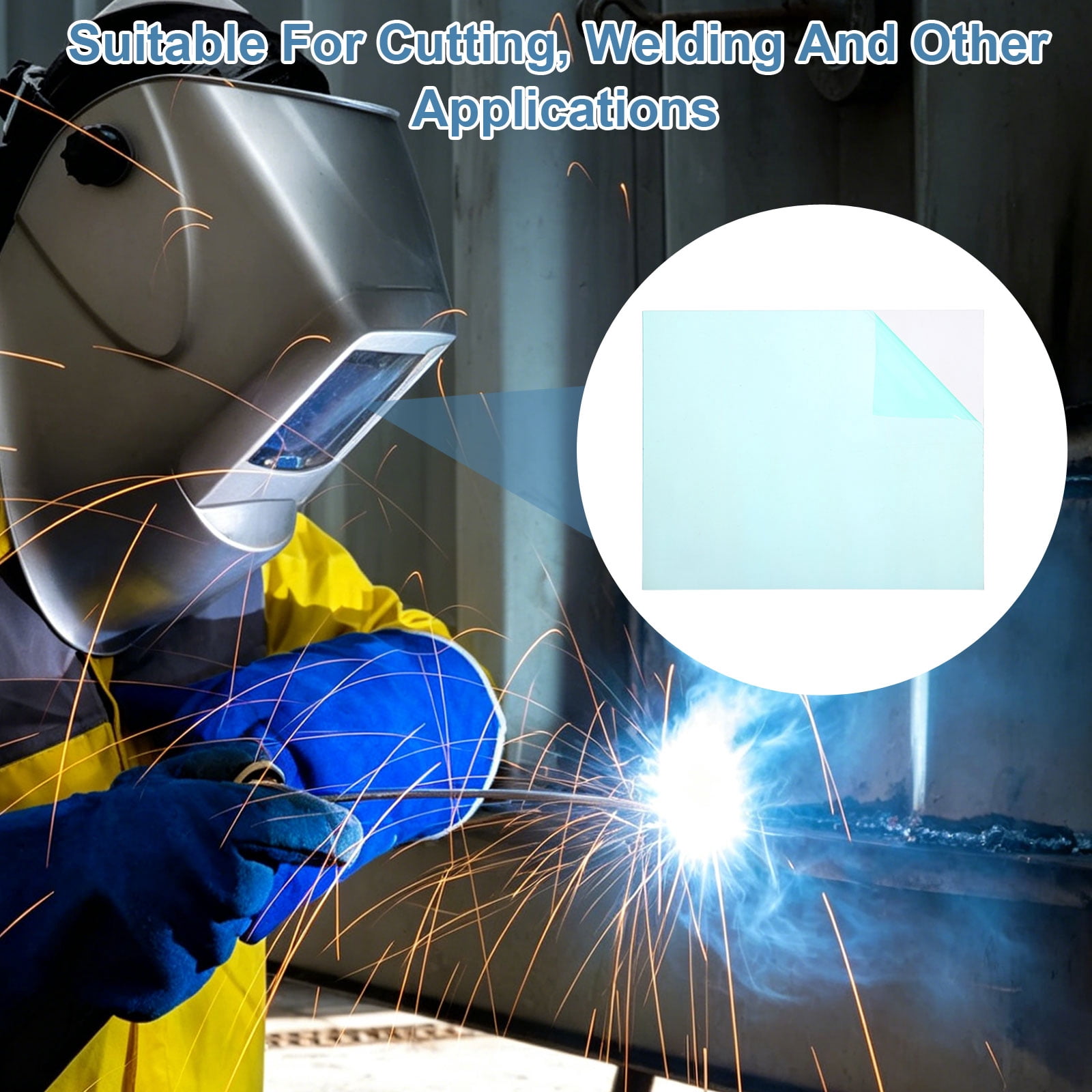 Uxcell 3-1/2 x 3-3/4 Inch Welding Protection Lens, 60 Pcs Clear PC Lens Cover Replacement Welding Helmet Hood Transparent Protective Covers Right Angle