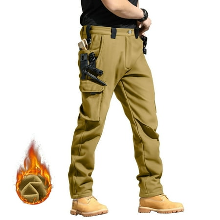WTOBBY Men s Tactical Waterproof Ripstop Cargo Pants for Outdoor Adventures Multi-Pocket Zippered Heavy-Duty Design Ideal for Hiking Camping Fishing and Work Khaki 3XL