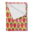 thumbnail image 2 of Strawberry Soft Flannel Fleece Throw Blanket, Raspberry and Strawberry Slices Motifs Ornamented with Geometric Shapes Theme, Cozy Plush for Indoor and Outdoor Use, 60" x 80", Multicolor, by Ambesonne, 2 of 5