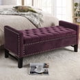 thumbnail image 2 of Posh Living Genesis Tufted Velvet Storage Bench with Nailhead Trim in Purple, 2 of 8