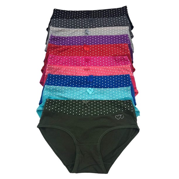 Iheyi 12 pcs Teenager Junior Big Girl Pink Love Cotton Bikini Panty S/M