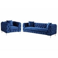 thumbnail image 2 of Morden Fort Modern Contemporary 2 Piece of Accent Chair and Sofas Set with Deep Button Tufting Dutch Velvet, Solid Wood Frame and Iron Legs-Navy Blue, 2 of 7