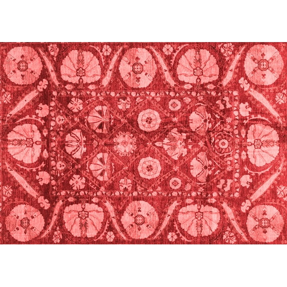 Ahgly Company Machine Washable Indoor Rectangle Abstract Red Modern Area Rugs, 4' x 6'