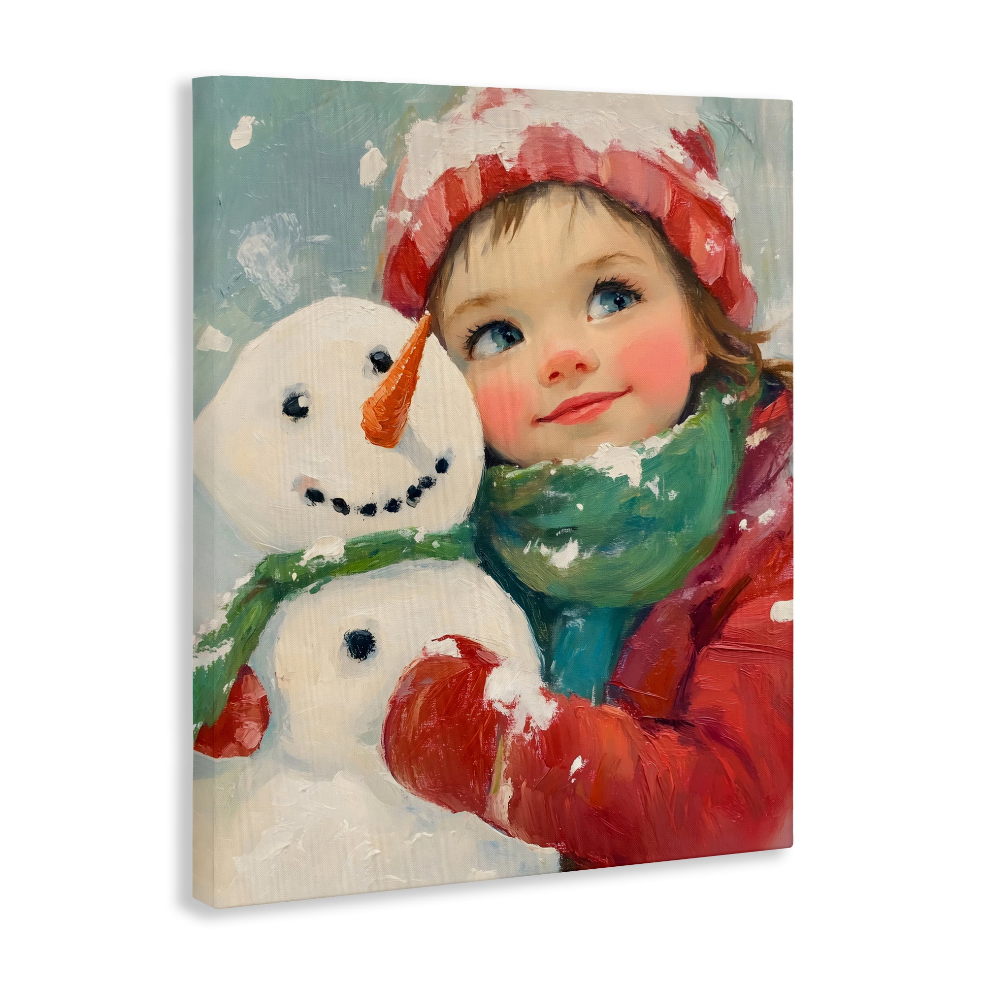 Stupell Industries Christmas Girl & Snowman Embrace Canvas Wall Art, design by The Prints Vibe