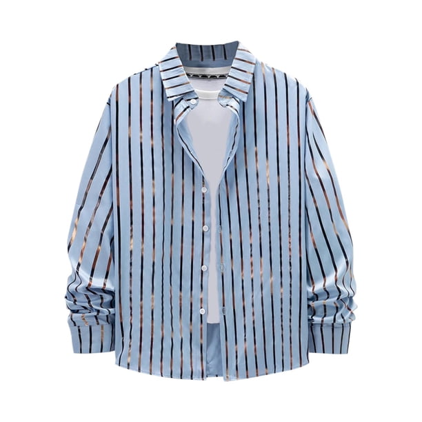 Blusa y camisa de manga larga con cuello vuelto para hombre, cárdigan liso a la moda con cuello vuelto, blusa de poliéster con botones para hombre