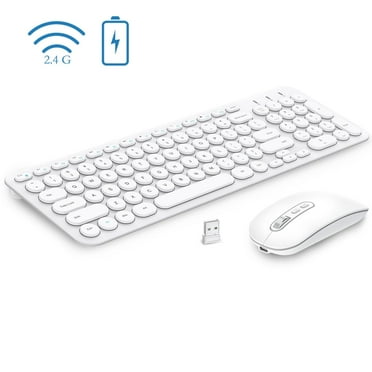 Rechargeable Keyboard and Mouse, cimetech Wireless Keyboard and Mouse Combo, 2.4G Ultra-Slim Multi-Device Keyboard for Computer/Laptop/PC/Windows(WH)