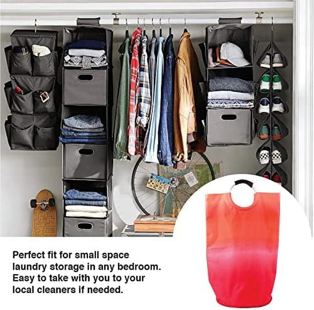 ORGANIZE MY HOME EXTRA LARGE COLLAPSEABLE LAUNDRY HAMPER DURABLE FABRIC PERFECT FOR DORM ROOMS, BEDROOMS, BATHROOMS, COLLEGE, OR KID'S ROOMS (FUCHSIA OMBRE)