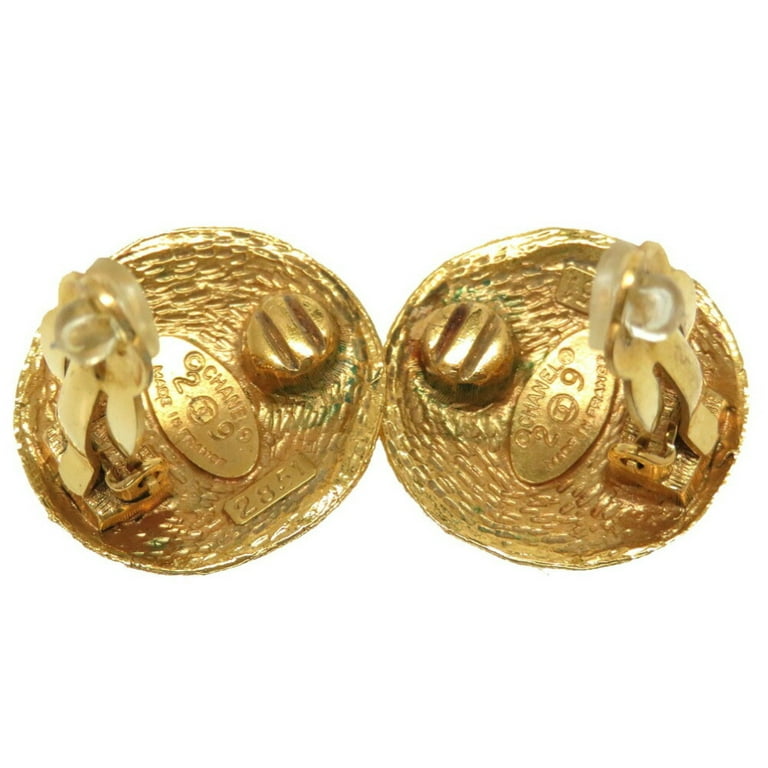 Pre-Owned Chanel Vintage Coco Mark Gold Earrings Accessories (Good) 