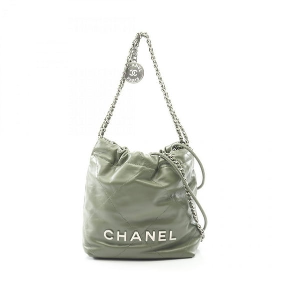 Pre-Owned CHANEL 22 Mini Shoulder Bag, Leather, Women's, Khaki, AS3980 (Good)