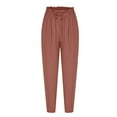 thumbnail image 4 of WREESH Womens Cotton Linen Pants Color and Drawstring Elastic Waist Long Straight Pants Pink, 4 of 9