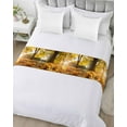 thumbnail image 5 of Xipuska Yellow Fall Maple Bed Runners for Twin Size Bed, Decorative Bed Throws for Foot of Bed, Autumn Leaves Country Rustic Deciduous Bed Runner Sofa Throw Bedding Scarf Slipcover for Bedroom, 5 of 6