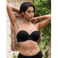 thumbnail image 2 of Deyllo Women's Push Up Strapless Bras Plus Size No-slip Full Coverage Underwire Support Smooth Contour Party Dress Bra, Black 34DD, 2 of 8