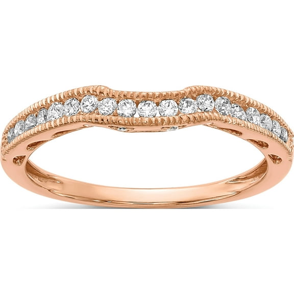 10K Rose Gold Lab Grown Diamond Si1/Si2, G H I, Contoured Wedding Band (Size 7) Made In India rm5897b-025-c0rlg