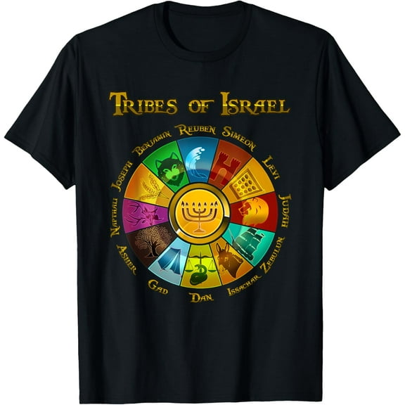 12 Tribes Of Israel Twelve Tribes Israelite Biblical T-ShirtMen's and women's gift, black and white T-shirt, size: Extra large S-4XL