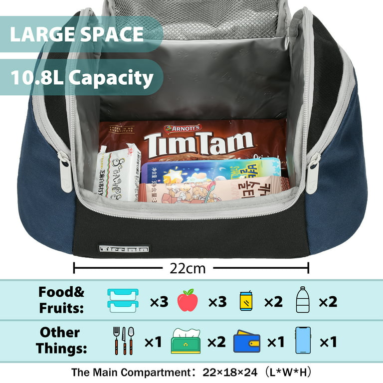Tirrinia Large Insulated Lunch Bag for Men and Women, Adult Double-Layer Leak-Proof Reusable Lunch Box, Office, Travel, Work Lunch Cooler Tote