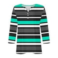 thumbnail image 5 of Dazajoo 3/4 Sleeve Henley Shirts for Women Colorful Striped V Neck Tops 2024 Fall Womens Loose Fit Casual Colorblock Blouses,Green,XXL, 5 of 5