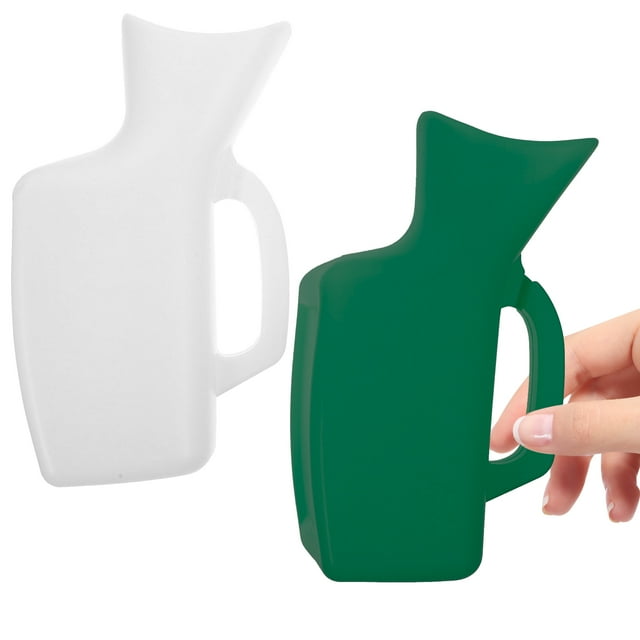 OULII 2Pcs Reusable Female Plastic Urinal Bottle Portable Container for Travel and Camping