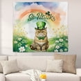 thumbnail image 2 of Happy St. Patrick’s Day Exotic Shorthair with Green Hat Shamrocks Rainbow Tapestry Cat Lover Kitten Owner Gifts Wall Hanging Backdrop Home Decor - 03007, 2 of 5