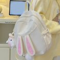 thumbnail image 6 of GobdXE Back To School Unisex Student Solid Nylon 3D Bunny Ear Mini Backpack Fluffy Plush Tail Lightweight Casual Daypack Size:One Size, 6 of 6