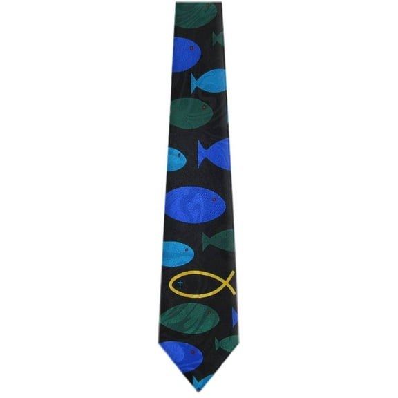 BuyYourTies - Mens Novelty Christian Necktie - Black Blue Green