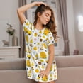 thumbnail image 3 of Honeii Gnomes Bees Print Women's Loose Short Sleeve Nightgown, Soft Cotton Sleepwear, Comfy Loose Fit Pajama Dress for Sleep and Lounge, 3 of 6