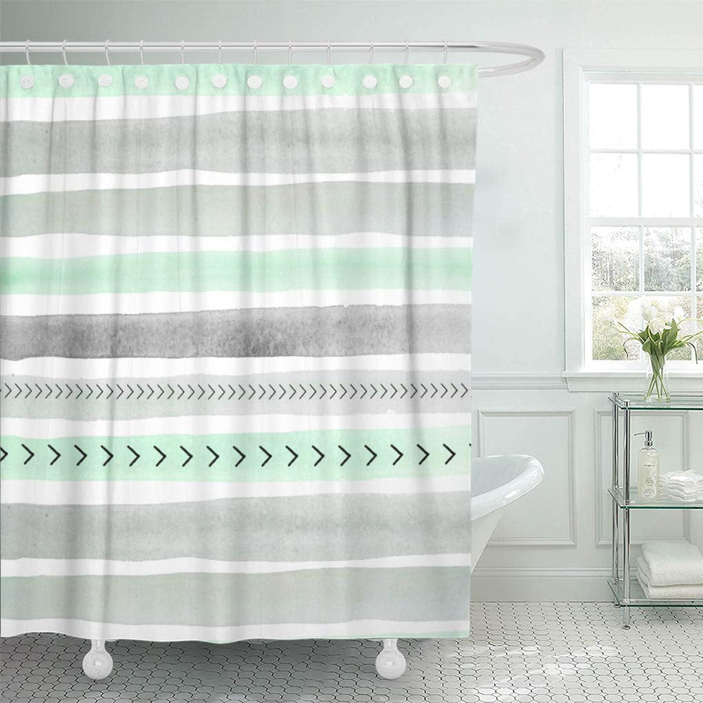 green and gray shower curtain