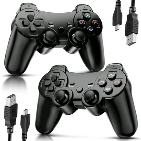 ISHAKO 2 Pack Controller for PS3, Wireless Controller for Playstation 3, 6-Axis Motion, Double Shock