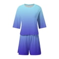 thumbnail image 5 of Gfyviroh 2 Piece Pajama Sets for Women Casual Print Short Sleepwear Sets Short Sleeve Crew Neck Tshirts and Elastic Waist Shorts Sets, 5 of 7