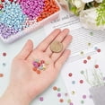 thumbnail image 3 of 1 Box DIY 8 Colors Stretch Bracelet Making Kit for Kid Including Flat Round Opaque with Ename Acrylic Beads Elastic Thread Mixed Color Acrylic Beads: 7x4mm Hole: 1.5mm 240g, 3 of 5