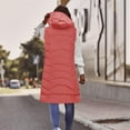 thumbnail image 5 of Idoravan Long Vest for Women Sleeveless,Women Warm Hooded Long Sleeve Zipper Jacket Sleeveless Parkas Coats Tops Wth Pocket Wine XXXXL, 5 of 6