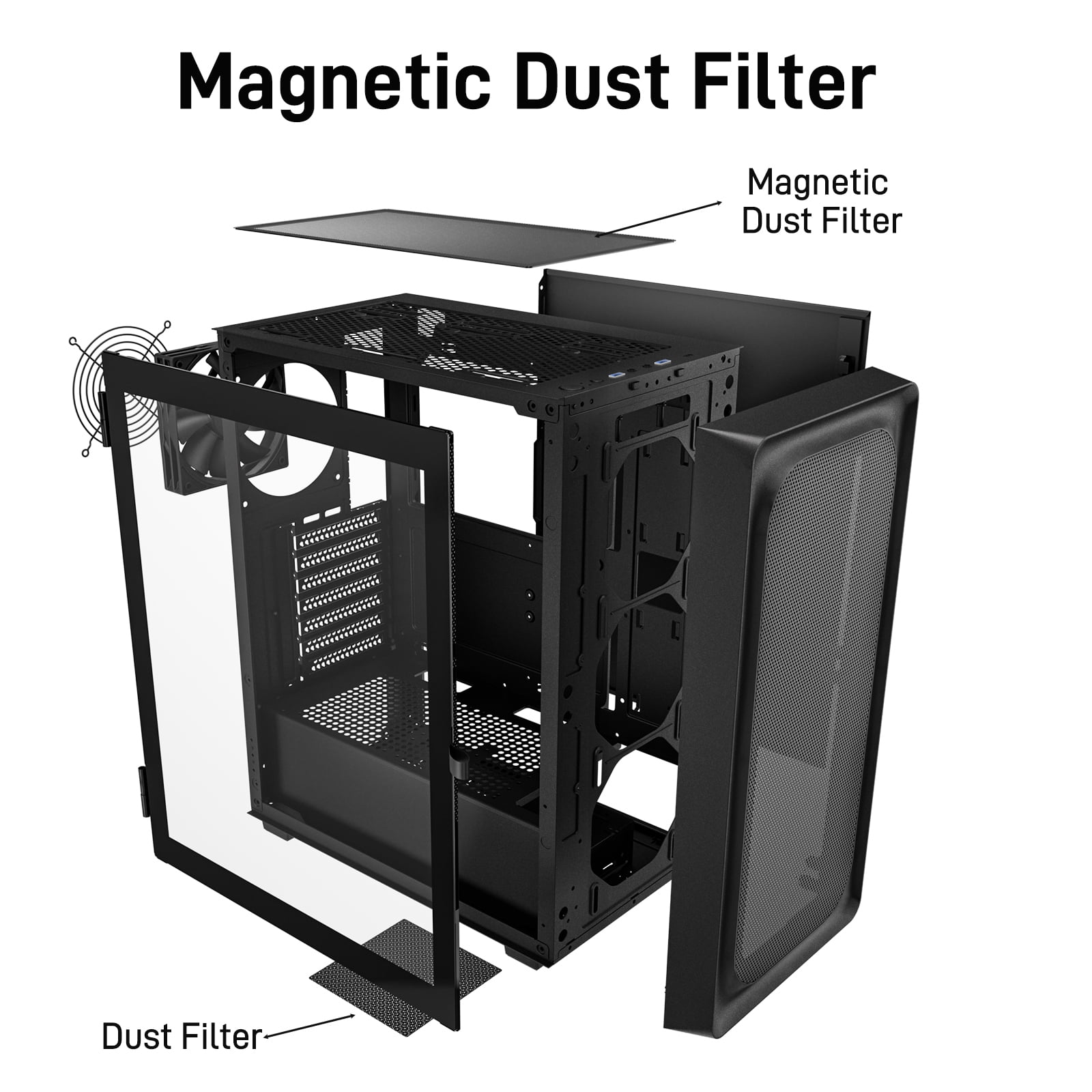 DARKROCK EC2 Black ATX Mid Tower PC Case – Type-C Ready, 40-Slot GPU Support, Tempered Glass Side Panel, 8 x 120mm Fan Mounts (1 Pre-Installed) & 360mm Radiator Compatibility