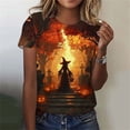 thumbnail image 2 of Junur Women's Midsummer Witches Gather T-Shirt Halloween Witch Party Shirts Short Sleeve Crew Neck Flowers Moon Graphic Tees S-5XL, 2 of 6