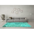 thumbnail image 3 of Ahgly Company Indoor Square Patchwork Turquoise Blue Transitional Area Rugs, 4' Square, 3 of 4