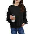 thumbnail image 1 of Sudadera con lazo de manga larga para niña, blusa informal de manga larga con cuello redondo, blusa de poliéster para niña, 1 of 6