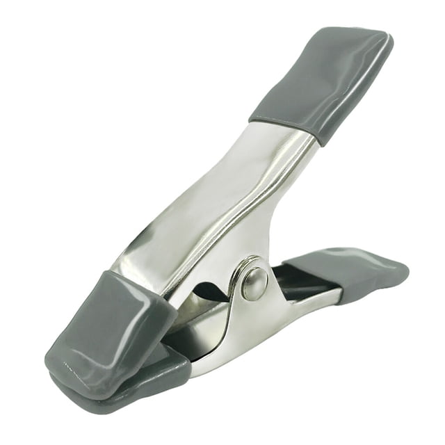 Wisewang Portable DIY Crafting Tailoring Metal Spring Clamp Nonslip Photography Woodworking Clip Fastener Fixing Fastening Tool Grey 1Set